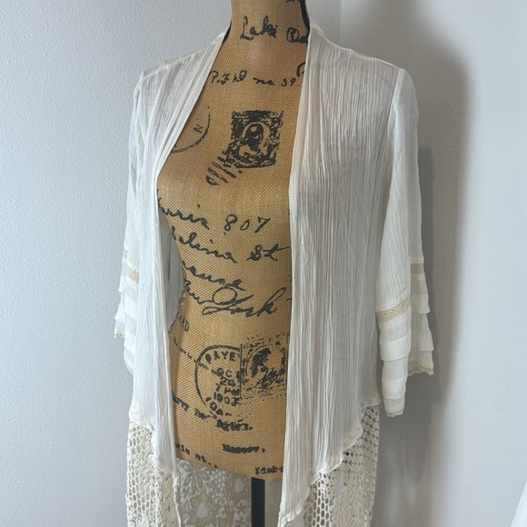 ANNA SUI X O'Neill Women's Wanderer Kimono Cover Up white lace eyelet S - Picture 6 of 7